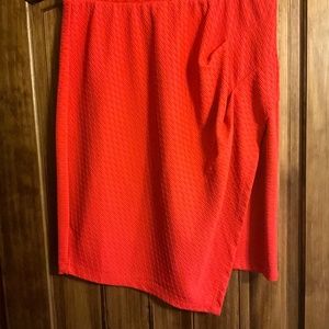 Coral gathered knit skirt